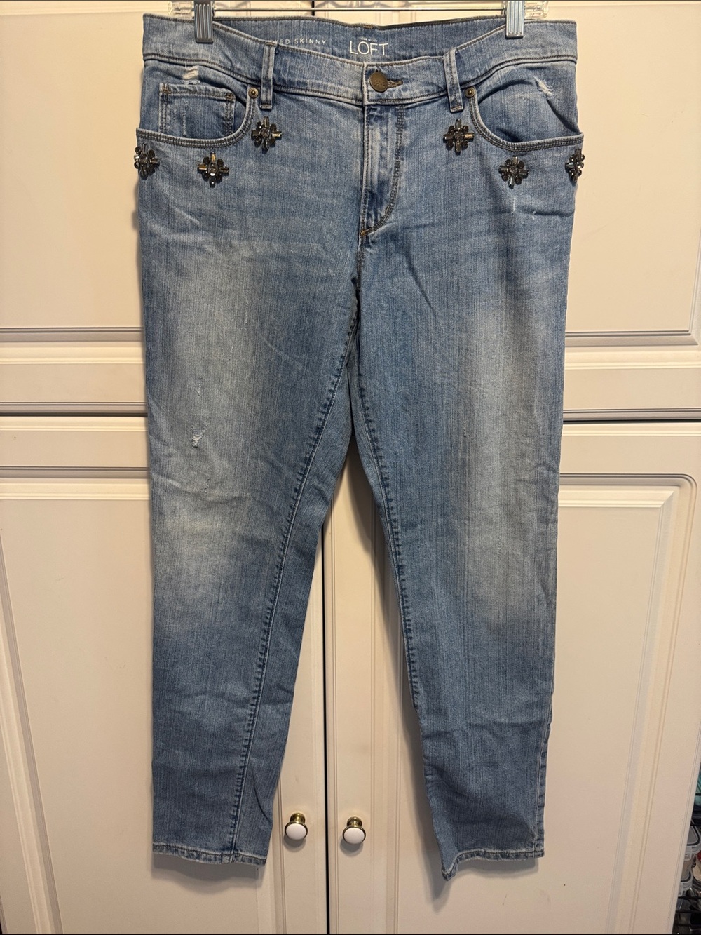 LOFT Light Blue Embellished Ankle Jeans